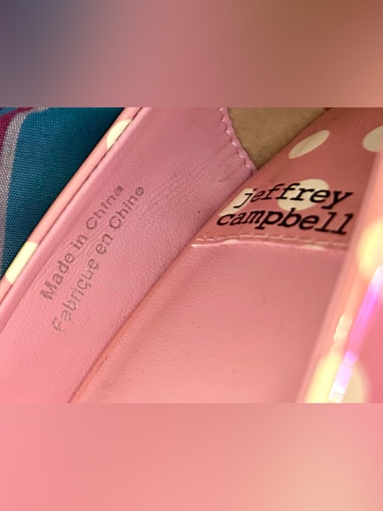 Jeffrey Campbell Veronique Pink, White Polka Dot Patent Leather Pumps, Size 6.5 - Picture 10 of 13